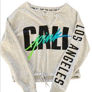 pink cropped crew neck